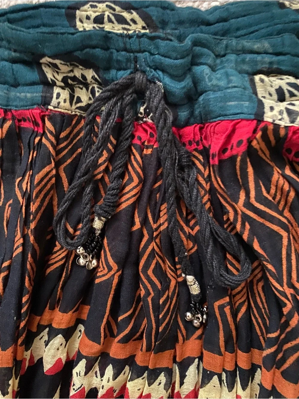 Vintage Short Circuit Made in India Cotton Maxi Skirt Aztec Boho Hippie L/XL